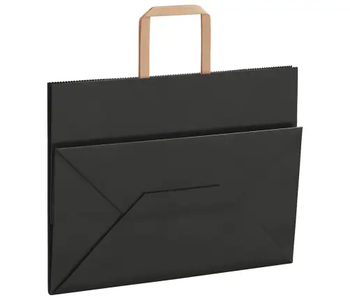 Popieriniai Maišeliai 250Vnt. Su Rankenomis, Juodas, 32X17X25Cm