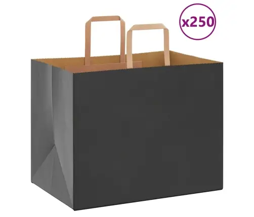 Paberkotid, 250 Tk, Käepidemetega, Must, 32X22X24 Cm