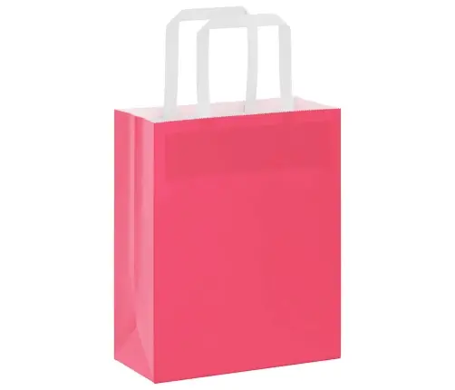 Papīra Maisiņi 50 Gab. Ar Rokturiem, Rozā, 18X8X22 Cm Vidaxl