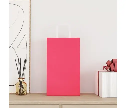 Papīra Maisiņi 50 Gab. Ar Rokturiem, Rozā, 21X11X36 Cm Vidaxl