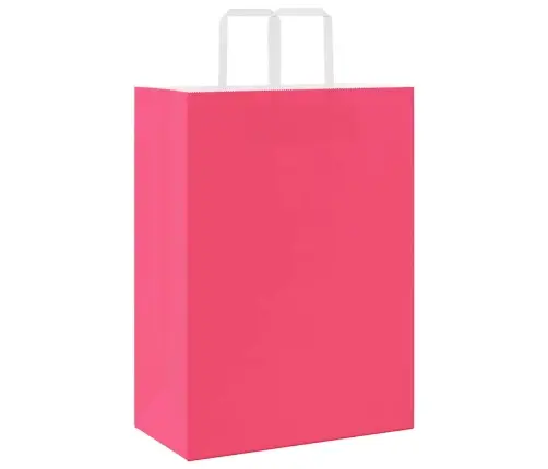 Papīra Maisiņi 50 Gab. Ar Rokturiem, Rozā, 32X17X44 Cm Vidaxl