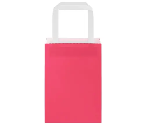 Papīra Maisiņi 250 Gab. Ar Rokturiem, Rozā, 15X8X21 Cm Vidaxl