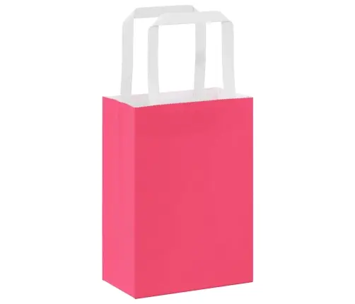 Papīra Maisiņi 250 Gab. Ar Rokturiem, Rozā, 15X8X21 Cm Vidaxl
