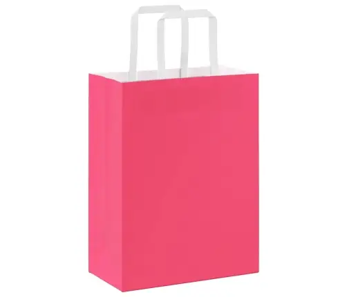 Paberkotid, 250 Tk, Käepidemetega, Roosa, 21X11X28 Cm