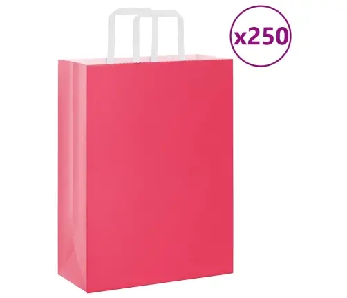 Paberkotid, 250 Tk, Käepidemetega, Roosa, 26X12X35 Cm