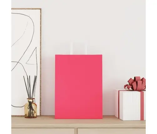 Paberkotid, 250 Tk, Käepidemetega, Roosa, 26X12X35 Cm