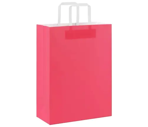 Paberkotid, 250 Tk, Käepidemetega, Roosa, 26X12X35 Cm