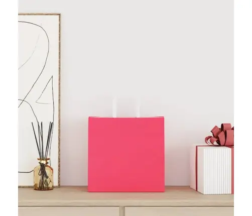 Papīra Maisiņi 250 Gab. Ar Rokturiem, Rozā, 26X17X25 Cm Vidaxl