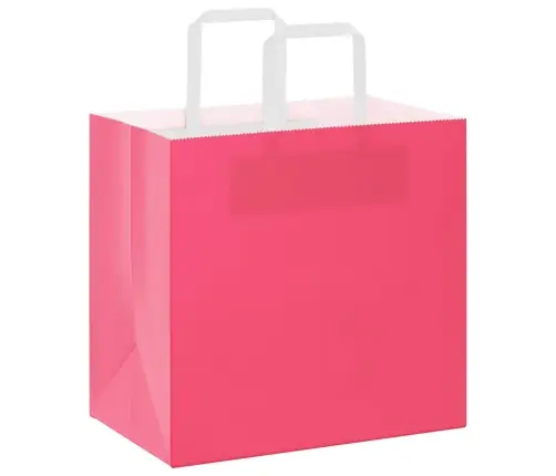 Papīra Maisiņi 250 Gab. Ar Rokturiem, Rozā, 26X17X25 Cm Vidaxl