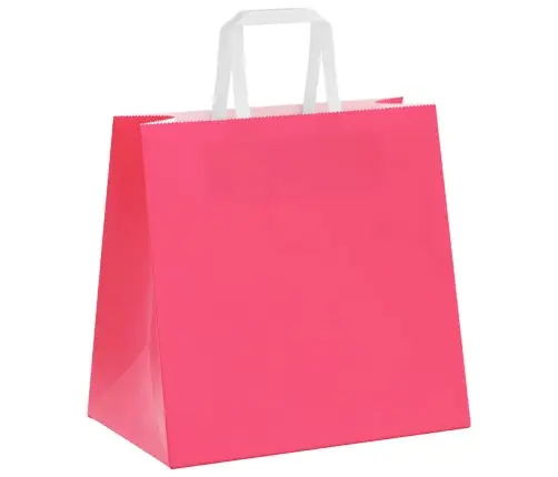 Papīra Maisiņi 250 Gab. Ar Rokturiem, Rozā, 26X17X25 Cm Vidaxl
