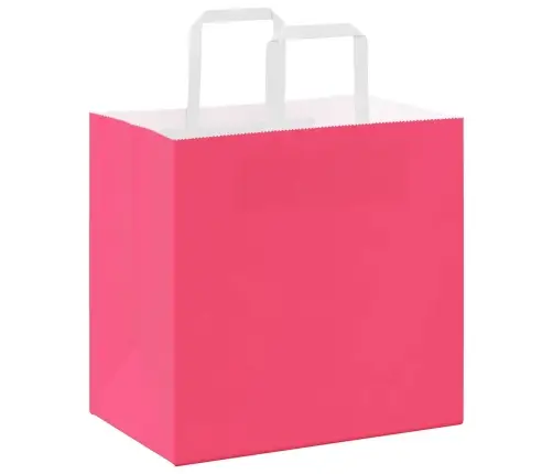 Papīra Maisiņi 250 Gab. Ar Rokturiem, Rozā, 26X17X25 Cm Vidaxl