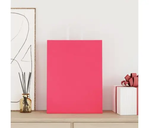 Paberkotid, 250 Tk, Käepidemetega, Roosa, 32X12X42 Cm