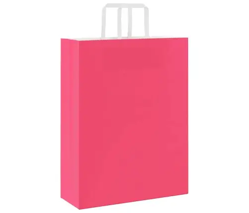 Paberkotid, 250 Tk, Käepidemetega, Roosa, 32X12X42 Cm