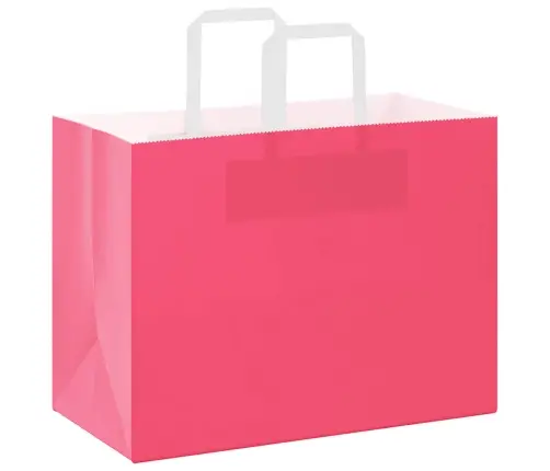 Popieriniai Maišeliai 250Vnt. Su Rankenomis, Rožinis 32X17X25Cm