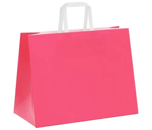 Popieriniai Maišeliai 250Vnt. Su Rankenomis, Rožinis 32X17X25Cm