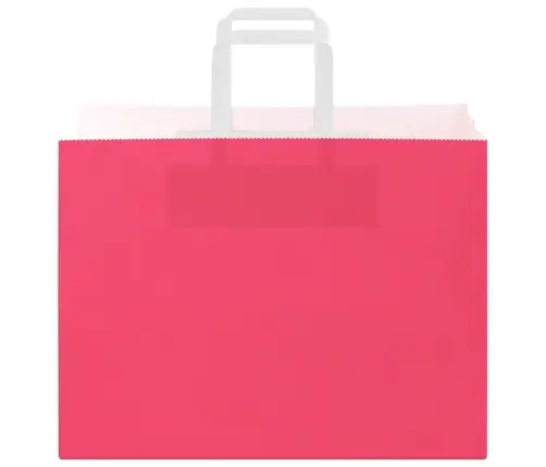 Popieriniai Maišeliai 250Vnt. Su Rankenomis, Rožinis 32X17X25Cm