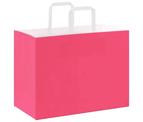 Popieriniai Maišeliai 250Vnt. Su Rankenomis, Rožinis 32X17X25Cm