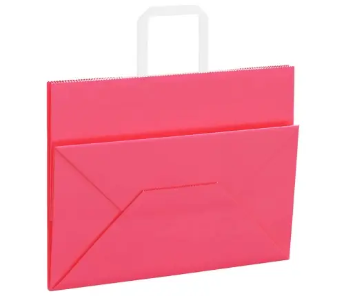 Popieriniai Maišeliai 250Vnt. Su Rankenomis, Rožinis 32X17X25Cm