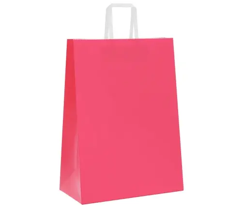 Popieriniai Maišeliai 250Vnt. Su Rankenomis, Rožinis 32X17X44Cm