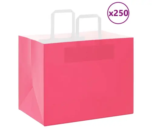 Papīra Maisiņi 250 Gab. Ar Rokturiem, Rozā, 32X22X24 Cm Vidaxl