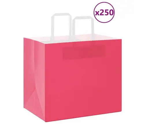 Papīra Maisiņi 250 Gab. Ar Rokturiem, Rozā, 32X22X28 Cm Vidaxl