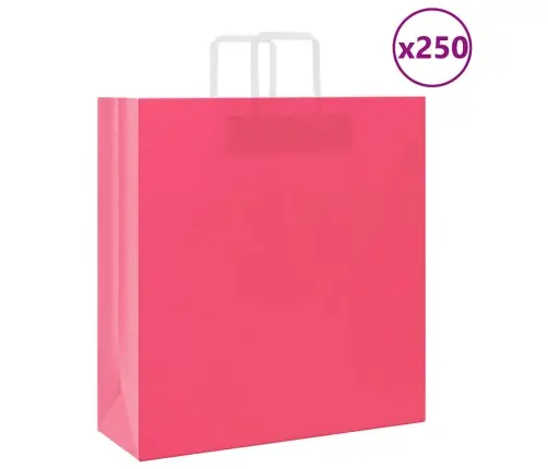Papīra Maisiņi 250 Gab. Ar Rokturiem, Rozā, 45X17X48 Cm Vidaxl