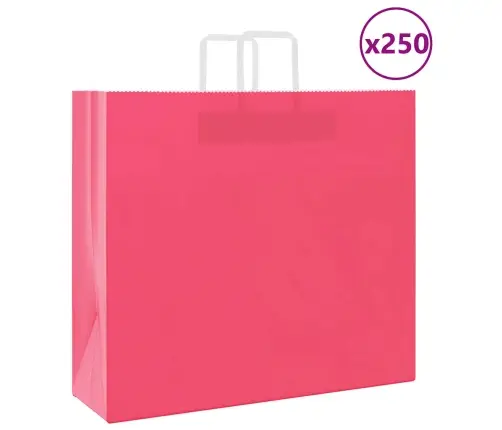 Papīra Maisiņi 250 Gab. Ar Rokturiem, Rozā, 54X15X49 Cm Vidaxl