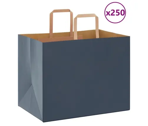 Papīra Maisiņi 250 Gab. Ar Rokturiem, Zili, 32X22X24 Cm Vidaxl