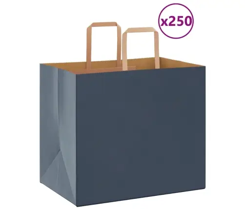 Papīra Maisiņi 250 Gab. Ar Rokturiem, Zili, 32X22X28 Cm Vidaxl