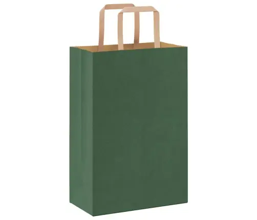 Papīra Maisiņi 250 Gab. Ar Rokturiem, Zaļi, 21X11X31 Cm Vidaxl
