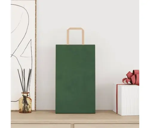 Popieriniai Maišeliai 250Vnt. Su Rankenomis, Žalios, 21X11X36Cm
