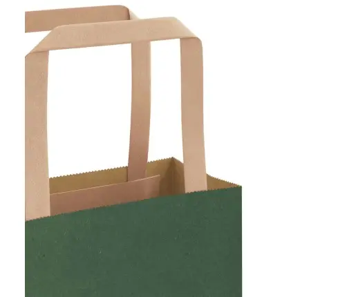 Popieriniai Maišeliai 250Vnt. Su Rankenomis, Žalios, 21X11X36Cm