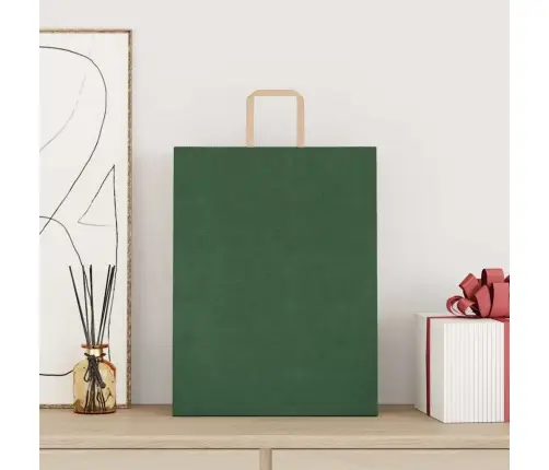 Popieriniai Maišeliai 250Vnt. Su Rankenomis, Žalios, 32X12X42Cm Popieriniai Maišeliai 250Vnt. Su Rankenomis, Žalios, 32X12X42Cm