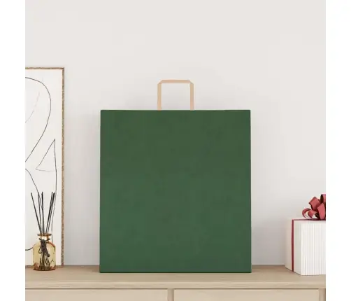 Papīra Maisiņi 250 Gab. Ar Rokturiem, Zaļi, 45X17X48 Cm Vidaxl