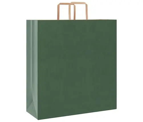 Papīra Maisiņi 250 Gab. Ar Rokturiem, Zaļi, 45X17X48 Cm Vidaxl