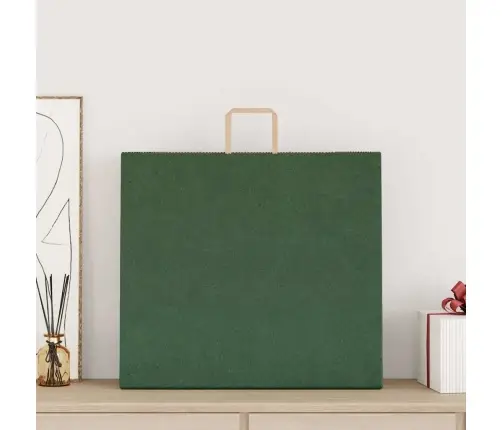 Papīra Maisiņi 250 Gab. Ar Rokturiem, Zaļi, 54X15X49 Cm Vidaxl