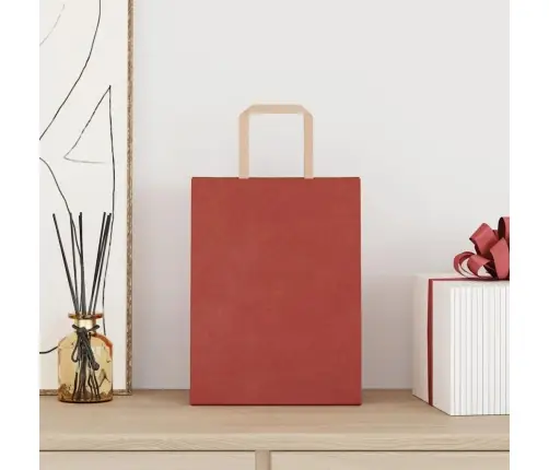Papīra Maisiņi 50 Gab. Ar Rokturiem, Sarkani, 21X11X28 Cm Vidaxl