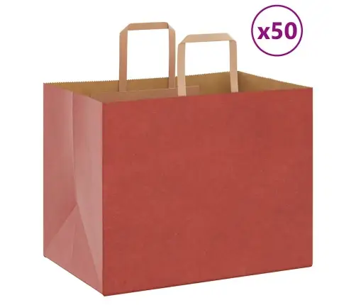 Papīra Maisiņi 50 Gab. Ar Rokturiem, Sarkani, 32X22X24 Cm Vidaxl
