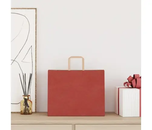 Papīra Maisiņi 50 Gab. Ar Rokturiem, Sarkani, 32X22X24 Cm Vidaxl