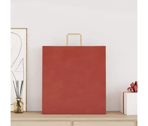 Popieriniai Maišeliai 250Vnt. Su Rankenomis Raudonos 45X17X48Cm
