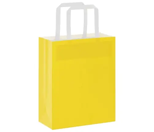 Papīra Maisiņi 50 Gab. Ar Rokturiem, Dzelteni, 18X8X22 Cm Vidaxl