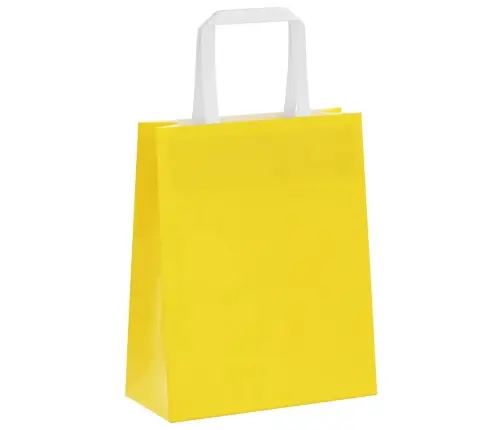 Papīra Maisiņi 50 Gab. Ar Rokturiem, Dzelteni, 18X8X22 Cm Vidaxl