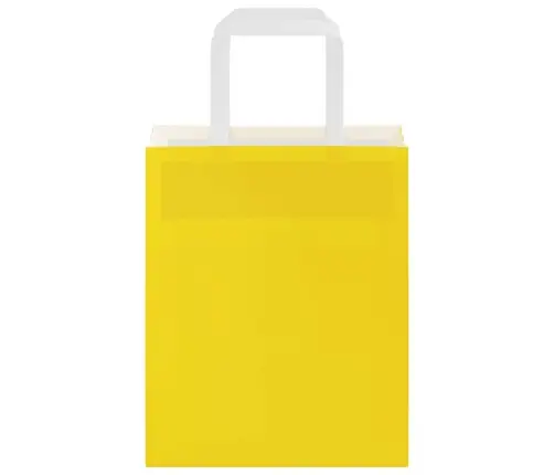 Papīra Maisiņi 50 Gab. Ar Rokturiem, Dzelteni, 18X8X22 Cm Vidaxl