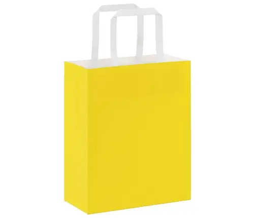 Papīra Maisiņi 50 Gab. Ar Rokturiem, Dzelteni, 18X8X22 Cm Vidaxl