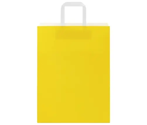 Papīra Maisiņi 50 Gab. Ar Rokturiem, Dzelteni, 26X12X35 Cm Vidaxl