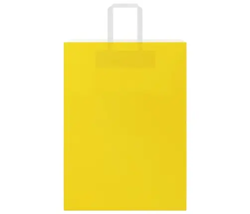 Popieriniai Maišeliai 50Vnt. Su Rankenomis, Geltonos 32X17X44Cm
