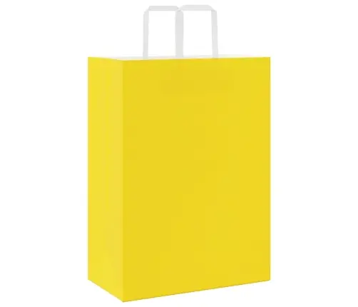 Popieriniai Maišeliai 50Vnt. Su Rankenomis, Geltonos 32X17X44Cm