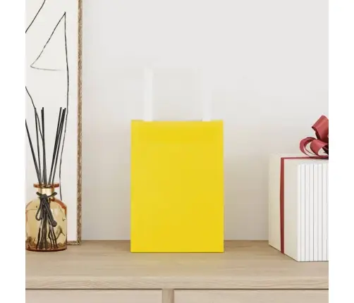 Papīra Maisiņi 250 Gab. Ar Rokturiem, Dzelteni, 15X8X21 Cm Vidaxl