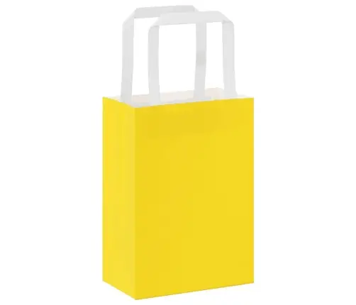 Papīra Maisiņi 250 Gab. Ar Rokturiem, Dzelteni, 15X8X21 Cm Vidaxl