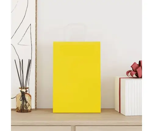 Papīra Maisiņi 250 Gab. Ar Rokturiem, Dzelteni, 21X11X31 Cm Vidaxl